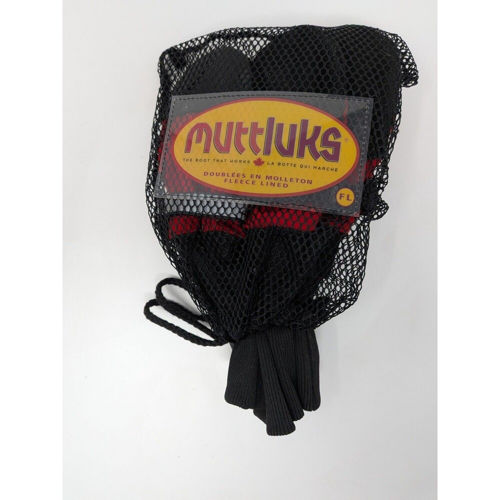 Muttluks Fleece Lined Dog Boots Red Black Leather Soles Size Large In Package